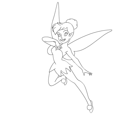 Happy Tinkerbell  Coloring Page